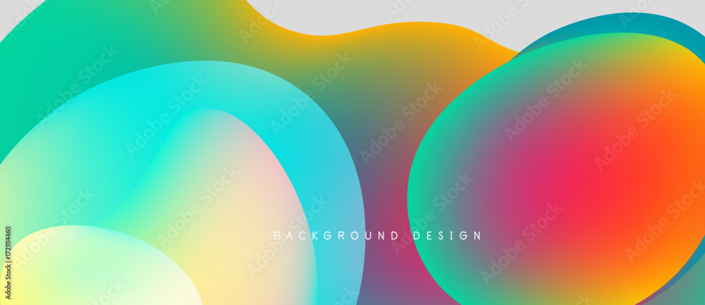 Poster abstract colorful shapes overlap, creating vibrant gradients. modern design with smooth transitions,