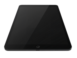 Modern black tablet device displaying glare technology modern gadget isolated on transparent background