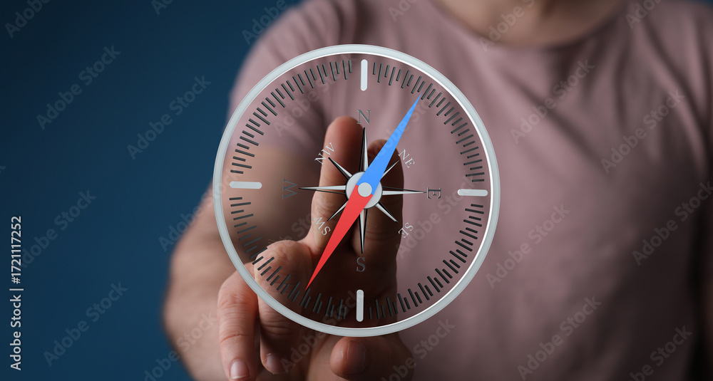 Poster navigate your path with confidence. use this compass image for your business or personal goals.