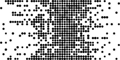 Minimal abstract texture with pixel cubes and halftone grain representing disappearing elements from a square grid suitable for digital disintegration background concept