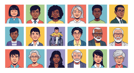 Diverse group of people portraits showcasing inclusivity and global representation, perfect for modern businesses and community outreach programs