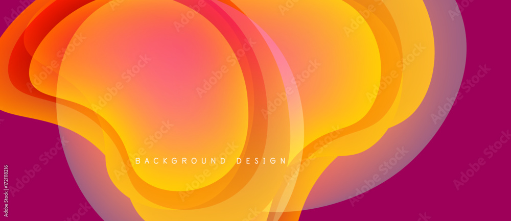 Poster abstract fluid shapes, vibrant orange, red hues. modern design, smooth gradients create dynamic back