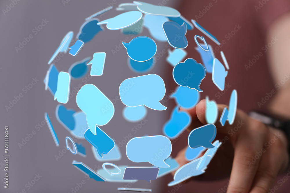 Poster abstract image depicting global communication and networking. perfect for technology, social media, 