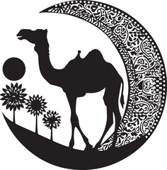 Arabian Camel Silhouette Vector Bundle | Desert Camel Moon Mandala SVG PNG EPS JPG Clipart