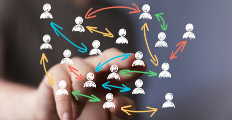 Visual representation of social network, teamwork, and collaboration. Ideal for business, technology, and communication.