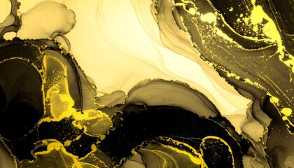 Abstract fluid art in gold and black