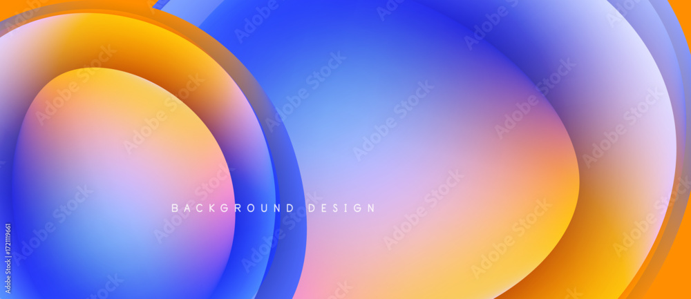 Poster abstract colorful layers create dynamic visual effect. gradient hues blend, forming smooth transitio