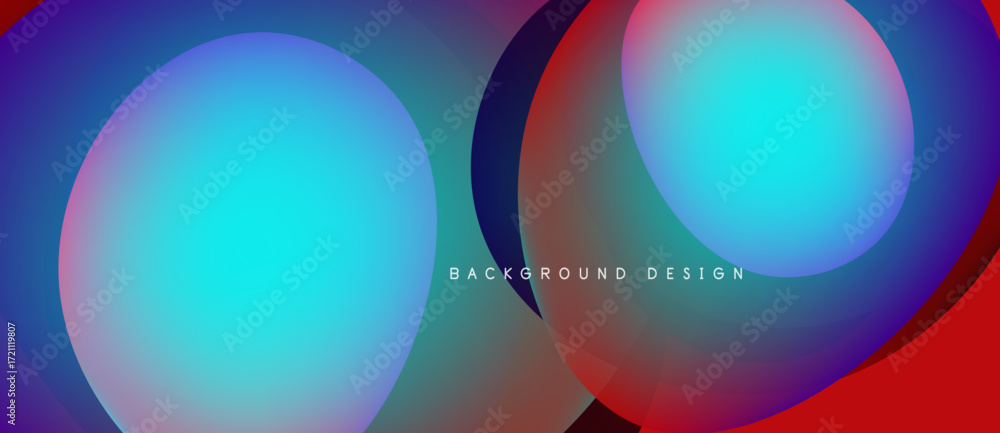 Poster abstract vibrant overlapping circles. gradient colors blend, creating modern design. black backgroun