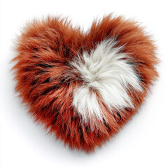 Soft brown fur heart with white accent. Animal shelter concept