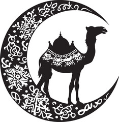 Arabian Camel Silhouette Vector Bundle | Desert Camel Moon Mandala SVG PNG EPS JPG Clipart