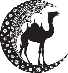 Arabian Camel Silhouette Vector Bundle | Desert Camel Moon Mandala SVG PNG EPS JPG Clipart