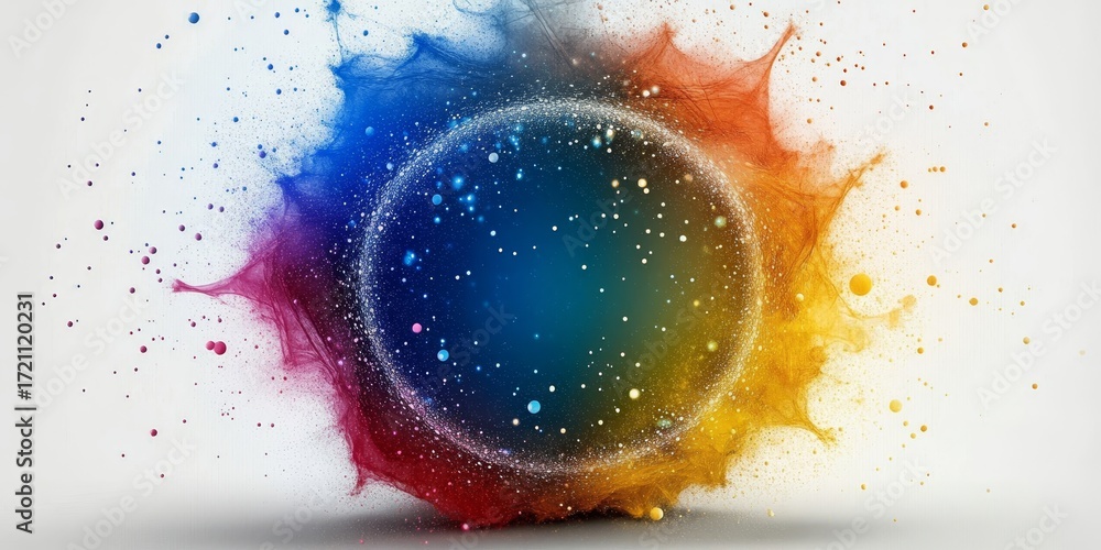 Aufkleber abstract colorful particle wave in geometric ring form with modern technology background