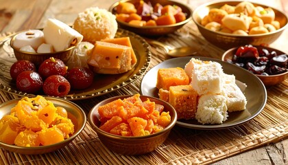 Colorful array of Indian sweets