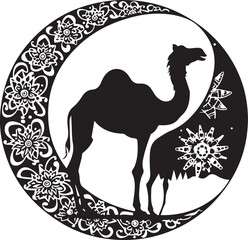 Arabian Camel Silhouette Vector Bundle | Desert Camel Moon Mandala SVG PNG EPS JPG Clipart
