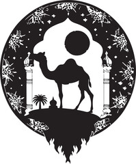 Arabian Camel Silhouette Vector Bundle | Desert Camel Moon Mandala SVG PNG EPS JPG Clipart