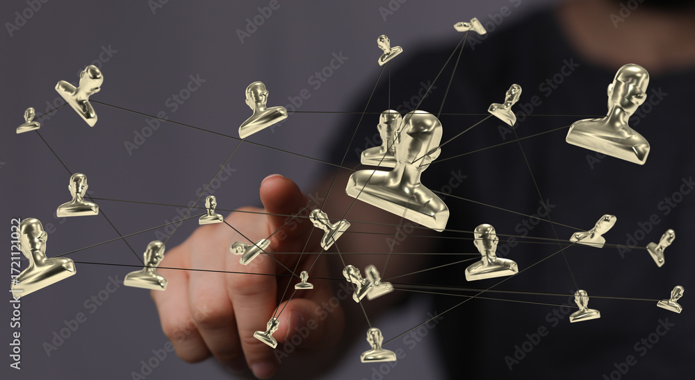 Poster modern network visualization. ideal for teamwork, networking, and global communication concepts.
