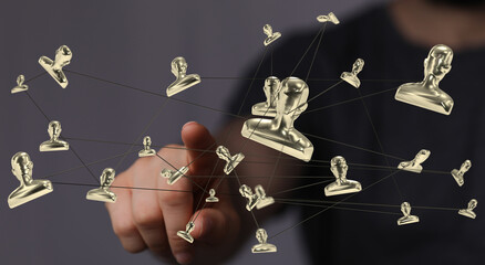 Modern network visualization.  Ideal for teamwork, networking, and global communication concepts.