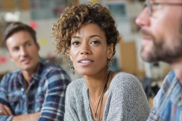Dynamic Business Discussion Among Diverse Team Creative Workspace Editorial Shot Engaging Environment Collaborative Viewpoint