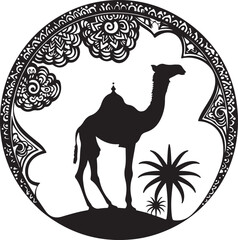 Arabian Camel Silhouette Vector Bundle | Desert Camel Moon Mandala SVG PNG EPS JPG Clipart
