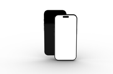 High-quality image of two black smartphones, one with a blank screen, perfect for app presentations or mobile device marketing.