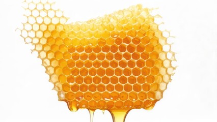 Honeycomb fragment drips honey