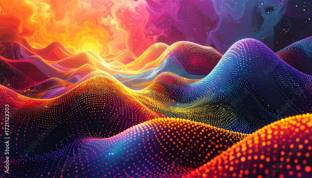 Poster a glowing artistic illustration of blue lines creating a swirling fractal pattern with a futuristic 