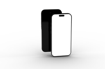 High-quality image of two black smartphones with blank screens, perfect for app presentations or mobile device marketing.