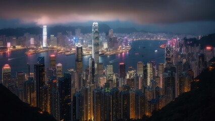 Obraz premium Hong Kong skyline at night