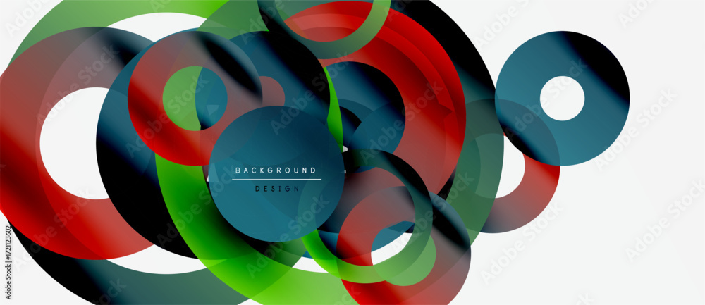 Aufkleber abstract colorful overlapping circles create dynamic modern design. smooth gradients, vibrant hues, 