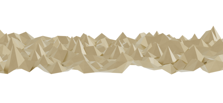 Digital illustration of a beige low poly mountain range. Perfect for backgrounds, website headers, and presentations.  Clean, modern, and abstract.