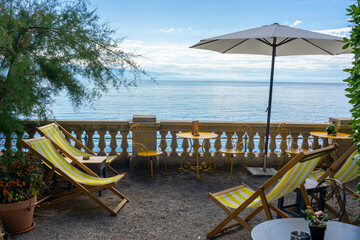 beautiful table on seaside with seaview in Opatija Croatia