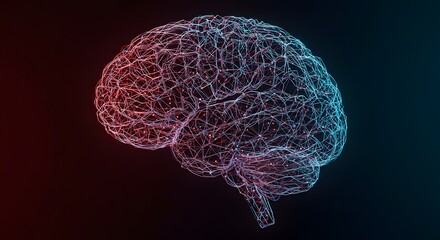 Digital abstract brain rendering with glowing interconnected nodes, representing neural networks and artificial intelligence concepts