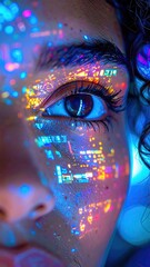 Closeup Colorful Glitter Makeup Portrait