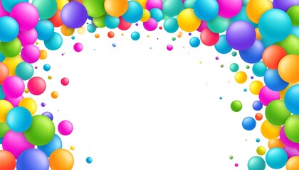 Colorful balloon border on white background