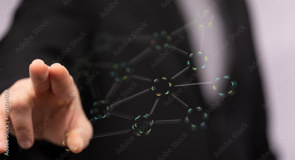 Aufkleber abstract image of a hand interacting with a digital network. ideal for technology, connection, and i