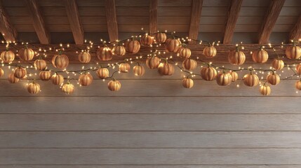 Warm Autumn Decor with Pumpkin Ornaments and Twinkling Lights for Festive Seasonal Ambiance