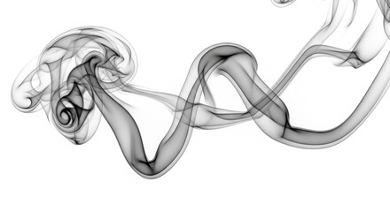 Ethereal gray smoke art formation with flowing lines dancing with curves and ethereal movement