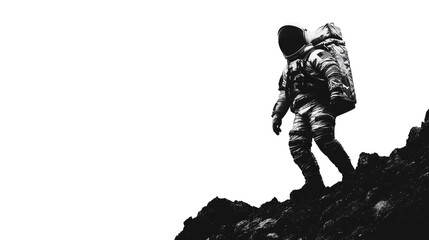 silhouette of a man in the mountains isolated on a white or transparent background