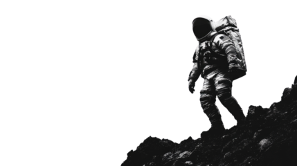 silhouette of a man in the mountains isolated on a white or transparent background