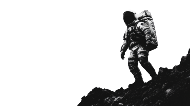 silhouette of a man in the mountains isolated on a white or transparent background