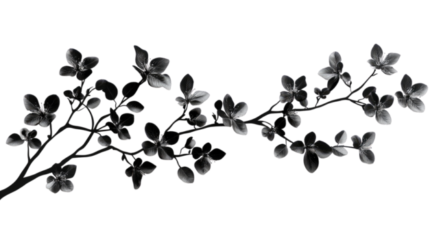 Silhouette of Cherry Blossom Shadow on white or transparent background - Powered by Adobe