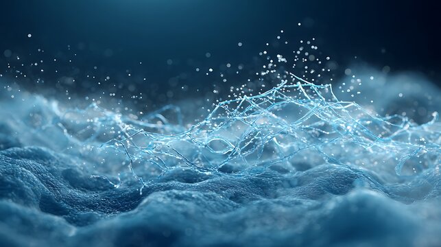 Real-time analytical visuals spinning above glass-like blue data lake