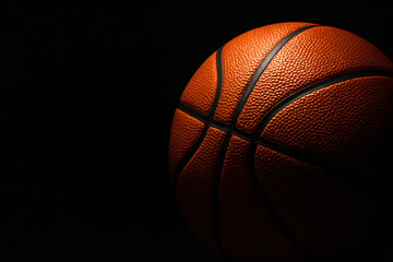 Basketball on black Background, sport game, Generative ai