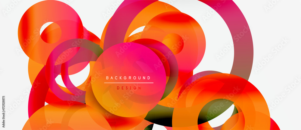 Aufkleber abstract vibrant circles overlap, creating dynamic colorful composition. gradient shades blend smoot
