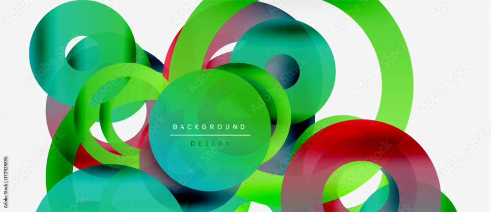 Poster abstract colorful circles overlap. modern design elements create dynamic visual composition. bright 