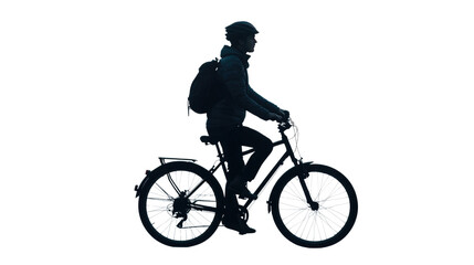 Obraz premium silhouette of a cyclist on a bicycle isolated on a white or transparent background