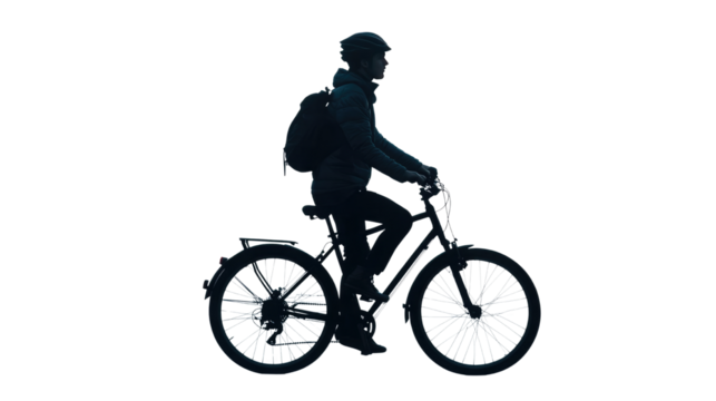 silhouette of a cyclist on a bicycle isolated on a white or transparent background - Powered by Adobe