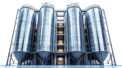 industrial storage tanks isolated on a white or transparent background