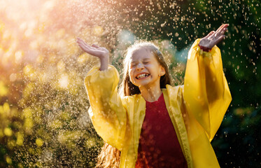 girl in the rain on an autumn walk