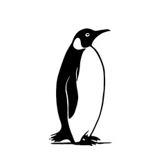 Fototapeta premium Emperor Penguin. Emperor Penguin simple black and white line art vector logo